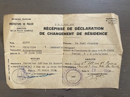 Old Vintage Document Receipt For Declaration Of Change Of Residence 1951 - $14.00