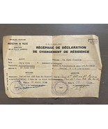Old Vintage Document Receipt For Declaration Of Change Of Residence 1951 - $19.14 CAD