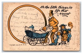 Comic Man Pushing Baby Buggy Little Things In Life that Count UDB Postcard S2 - £3.58 GBP