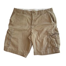 Old Navy Khaki Beige Lived-In Straight Built in Flex Cargo Shorts Pockets Men 36 - £12.78 GBP