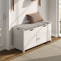 Choochoo Shoe Storage Bench With Lift Top Storage: A White Shoe Cabinet With - £113.44 GBP