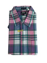 Men’s Lee XL Plaid Pink Blue White Collared Button Front Shirt Heavily S... - $23.75