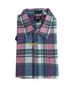 Men’s Lee XL Plaid Pink Blue White Collared Button Front Shirt Heavily S... - $446.79 MXN