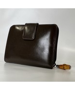 GUCCI Vintage Bamboo Khaki Leather &amp; Canvas Wallet Unisex - $155.00
