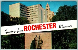 Doppio Vista Banner Greetings From Rochester Minnesota Mn Unp Cromo Cartolina G5 - £3.98 GBP