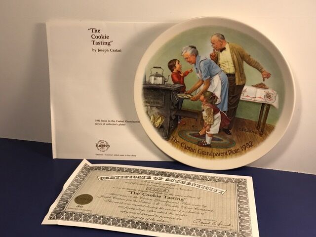 KNOWLES COLLECTOR PLATE NIB BOX COA COOKIE TASTING CSATARI GRANDPARENT 1982 BONE - £18.76 GBP