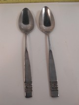 National Stainless Japan Teaspoon Rose Black Accent 6 3/8&quot; Lot of 2 - £7.45 GBP