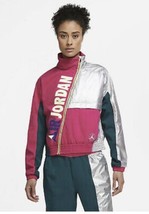 Med Nike Women’s Jordan Winter Utility Jacket Pink Teal Silver Bomber CW6497-674 - £47.25 GBP