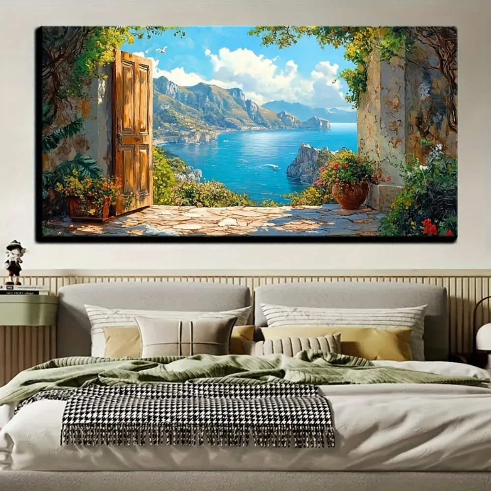 Carl Frederick Agard canvas framed wall Art print Amalfi Coast Marine 16... - $114.83 CAD