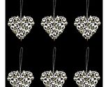 Gold and White Heart German Lace Christmas Tree Ornaments Set of 6 - $39.98
