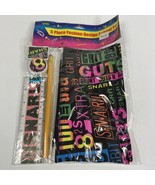 Vintage School Kit Neon Pencil Eraser Sharpener Case Ruler 80&#39;s - $13.53 CAD