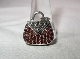 Vintage Sterling Silver Red Crystal Marcasite Purse Locket Pendant K1448 - £47.48 GBP