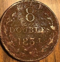 1834 GUERNESEY 8 DOUBLES COIN - $6.08