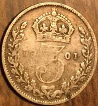 1901 Uk Gb Great Britain Silver Threepence Coin - £2.82 GBP