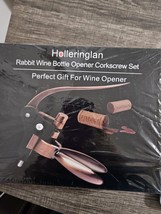 Holleringlan Rabbit Wine Bottle Opener Corkscrew Set Foil Cutter New - £10.50 GBP