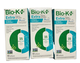 3 Pack Bio-K Plus Extra Probiotic Stress Support 60 Vegan Caps Exp 05/26 - $19.79