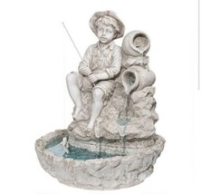 Boy Fishing At Pool Basin Water Fountain (dt) M28 - £584.07 GBP