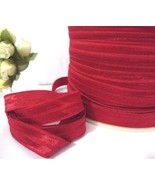 Near 5/8&quot; / 14mm wide 5-10y Shiny Red Satin (1 side) Fold over Elastic B... - £4.71 GBP+