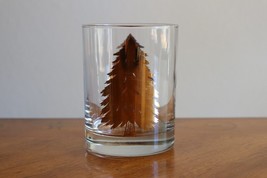 Georges Briard MCM Gold Christmas Pine Tree Double Old Fashioned Glass L... - $12.00