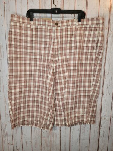 Primary image for Timberland Men's NWT Long Plaid Shorts Red brown being Pockets sz 42 Waist