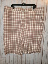 Timberland Men&#39;s NWT Long Plaid Shorts Red brown being Pockets sz 42 Waist - $29.39