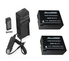 2X DMW-BLC12, DMW-BLC12E, Batteries + Charger For Panasonic DMC-FZ1000, DMC-GH2, - £27.50 GBP