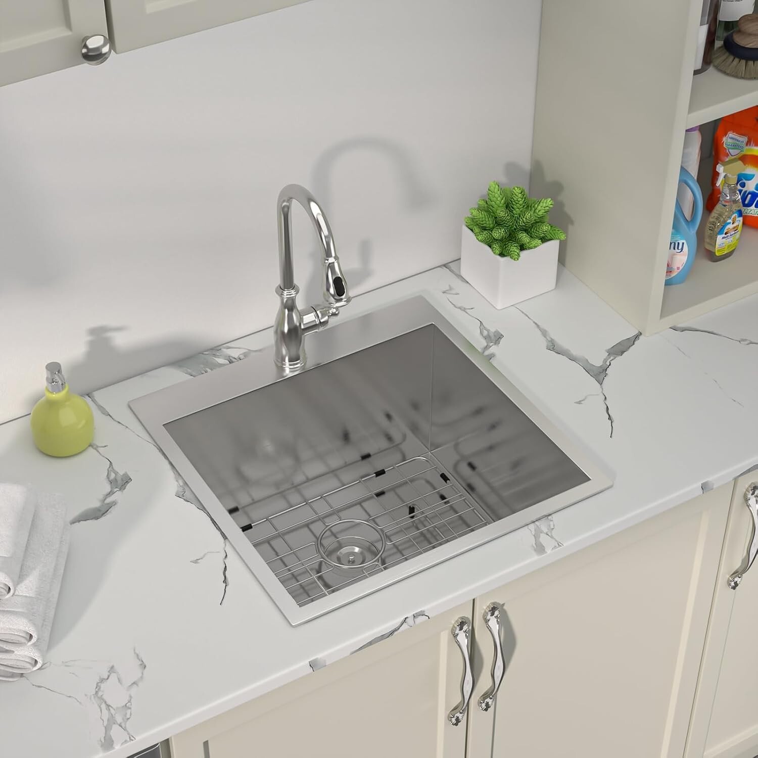 Sarlai 25 Inch Laundry Sink - 25x22x12 Drop In Stainless Steel Utility Sink Item image 3