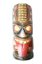 Hand Carved Tongue Dots Polynesian Hawaiian Tiki Style Mask - £15.18 GBP