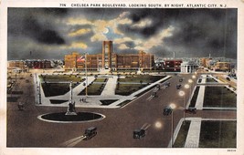 Atlantic Città Nuovo Maglia Notte Vista Di Chelsea Quadrato Viale Postcard 1940s - £8.70 GBP