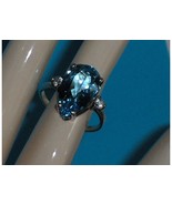 Sterling Silver Blue Topaz Pear Shaped Size 7 - £47.16 GBP