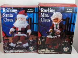 Holiday Time Santa Claus Mrs Claus Animated Musical Decor Lot 2 Vintage Box - $34.64