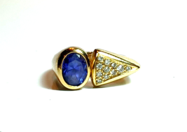 2.25cttw Tanzanite &amp; Diamond 14K Yellow Gold Ring - £1,248.78 GBP