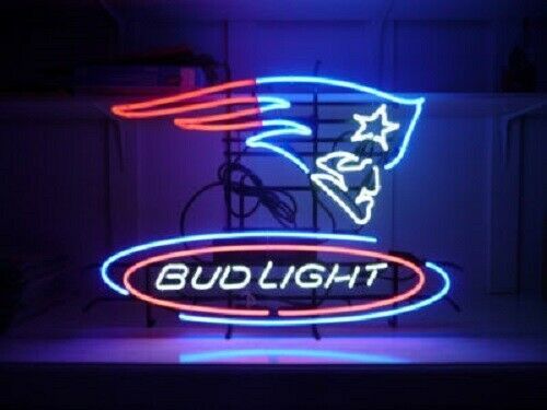 Primary image for New Bud New England Patriots Bar Open Beer Neon Light Sign 32"
