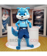 Blue Marten mascot costume character dressed with a Mini Skirt and Belts - $1,787.20 CAD