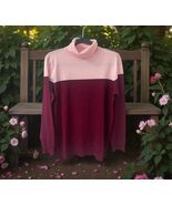 NWT Karen Scott Turtleneck Sweater Merlot pink &amp; burgundy color block Si... - $47.17 CAD