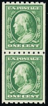 390, Mint 1¢ XF Coil Pair Post Office Fresh! - Stuart Katz - $59.95