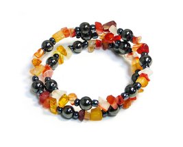 Mia Jewel Shop Healing Gemstone Crystal Tumbled Chip Stone Hematite Beaded Wrapa - £15.81 GBP