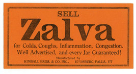 Zalva vintage advertising blotter Kimball Bros Enosburg Falls Vermont me... - £11.01 GBP