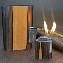 Brizard and Co Case and Ziricote matching dual flame Lighter NIB - $575.00