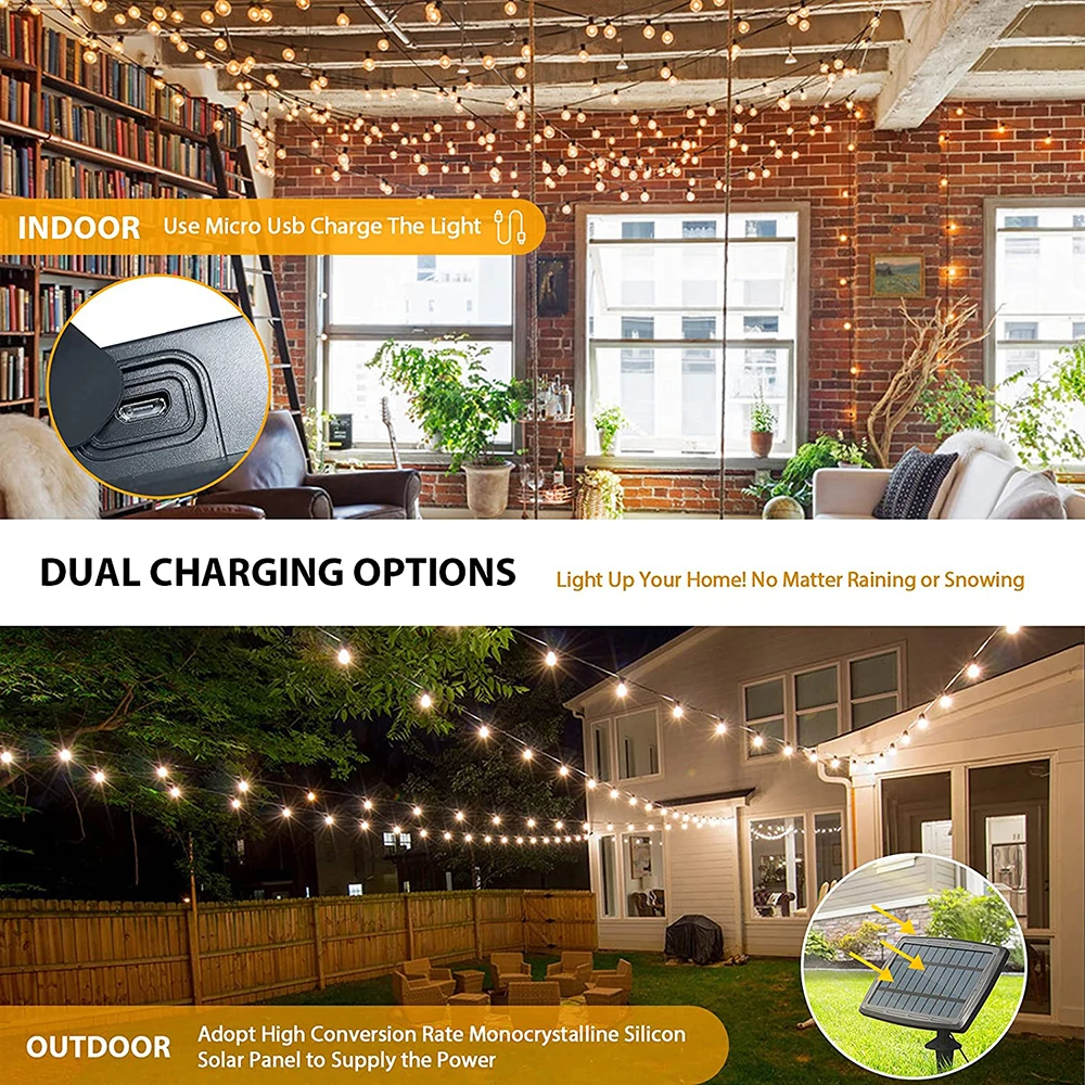 G40 Bluetooth Solar Outdoor String Lights Wedding Decoration Garden Lights Stree - £83.64 GBP