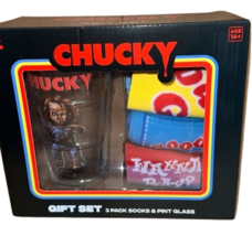 Chucky Horror Doll Pint Glass &amp; 3 Pack Socks, New - £13.94 GBP