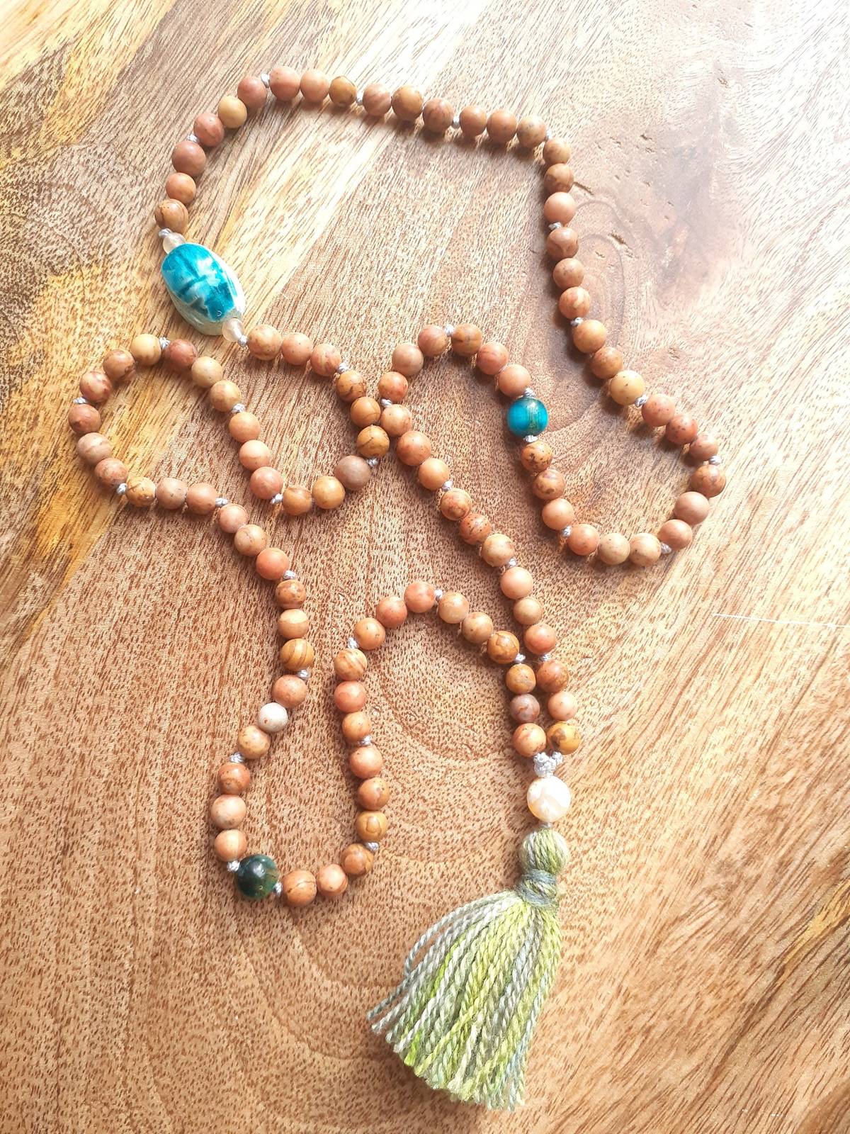 Natural Stones Beads, Dzi Agate Bead, Ceramic Khepri, Meditation Beads, ... - $44.00