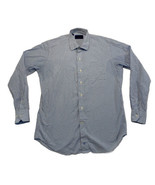 David Donahue Blue Micro Plaid Dress Shirt Men’s Large Long Sleeve  - £17.50 GBP