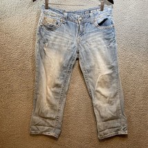 Miss Me Capri Jeans Women&#39;s Size  30 Cuffed Stretch Bling Flap Pockets JW5824P - £8.53 GBP
