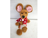 Galerie Mouse Plush Stuffed Animal String Arms Legs Red White Scarf Polk... - $34.63