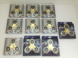 Tri Fidget Spinner Lot of 10 Gold Metallic Hand Spinners Toy - £24.08 GBP