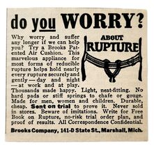 1944 Brooks Air Cushion Rupture Hernia Garment Advertisement Quack Medic... - $19.53 CAD