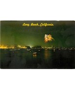 Chrome Postcard CA J122 Long Beach Fireworks Night Shot Arena Ocean Boul... - $4.75 CAD