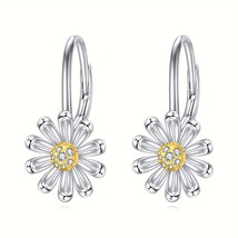 Sterling Silver S925 Daisy Hoop Earrings for Women - £43.24 GBP