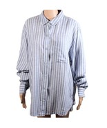 Women Shirt a.n.a Women Oversized Striped Shirt Size Medium Tall Blue/White - $414.68 MXN